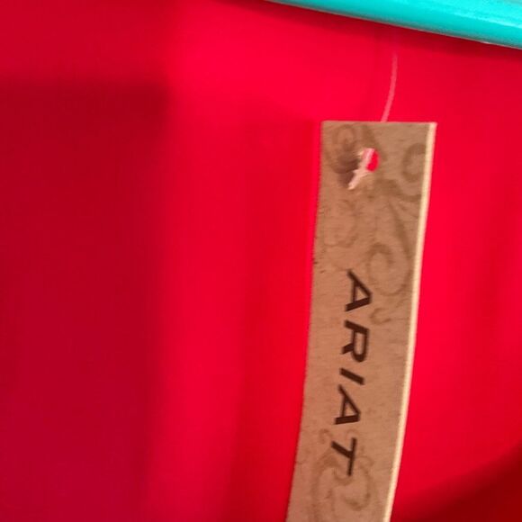 Ariat Top Women’s Medium Red Embellished SemiSheer Blouse Western Rodeo Cowgirl - Picture 9 of 13